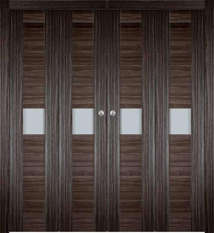 EDNA VETRO GRAY OAK DOUBLE BI-FOLD BELLDINNI MODERN INTERIOR DOOR - 1