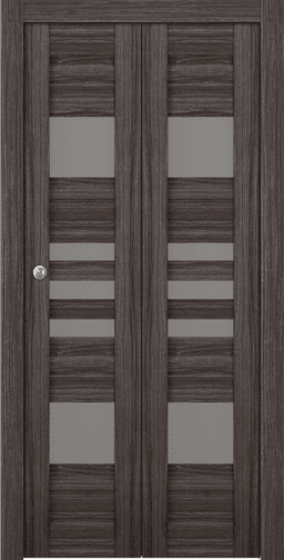 LETI VETRO GRAY OAK DOUBLE BI-FOLD BELLDINNI MODERN INTERIOR DOOR - 1