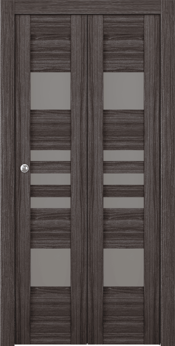 LETI VETRO GRAY OAK DOUBLE BI-FOLD BELLDINNI MODERN INTERIOR DOOR - 1