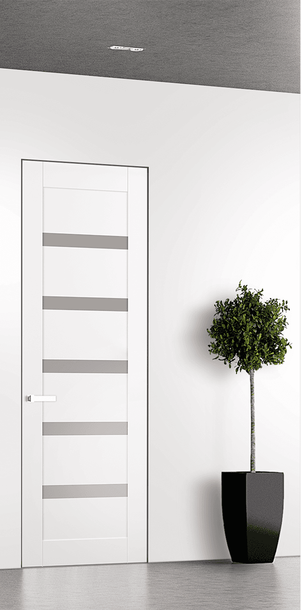 LEORA VETRO SNOW WHITE DOUBLE INVISIBLE METAL FRAME BELLDINNI MODERN INTERIOR DOOR - 1