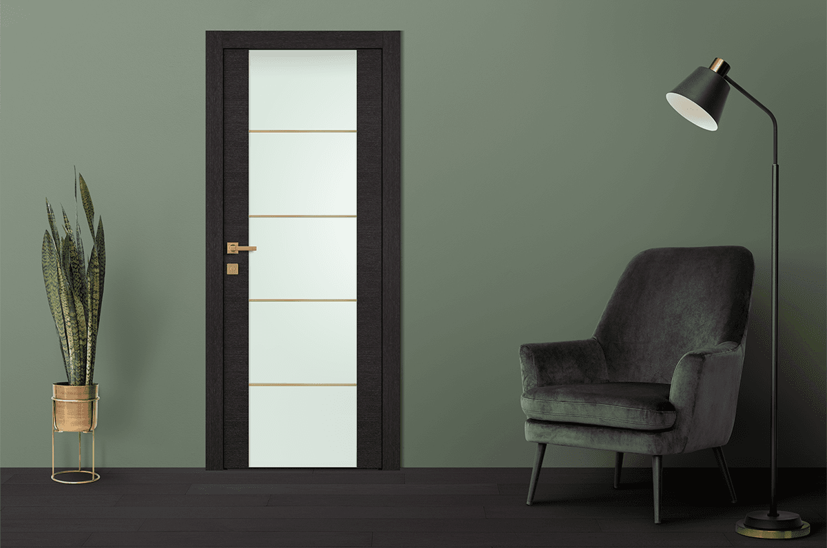 AVANTI 202 4H GOLD STRIPS VETRO BLACK APRICOT SWING DOORS BELLDINNI MODERN INTERIOR DOOR - 2