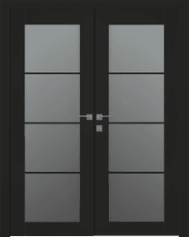 AVON 4 LITE VETRO BLACK MATTE DOUBLE BELLDINNI MODERN INTERIOR DOOR - 1