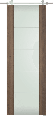 AVON 202 4H VETRO PECAN NUTWOOD BARN DOORS BELLDINNI MODERN INTERIOR DOOR - 1