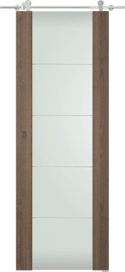 AVON 202 4H VETRO PECAN NUTWOOD BARN DOORS BELLDINNI MODERN INTERIOR DOOR - 1