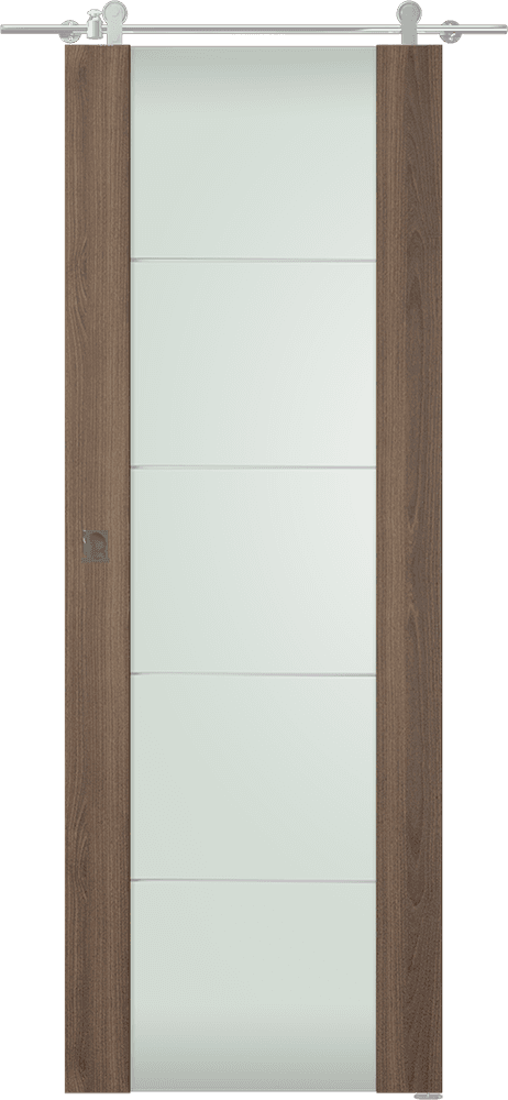 AVON 202 4H VETRO PECAN NUTWOOD BARN DOORS BELLDINNI MODERN INTERIOR DOOR - 1