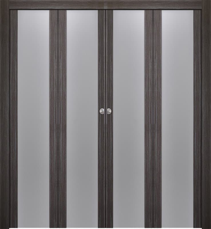 PALLADIO 202 VETRO GRAY OAK DOUBLE BI-FOLD BELLDINNI MODERN INTERIOR DOOR - 1