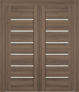 AVON 07-02 VETRO PECAN NUTWOOD DOUBLE POCKET DOORS BELLDINNI MODERN INTERIOR DOOR - 1