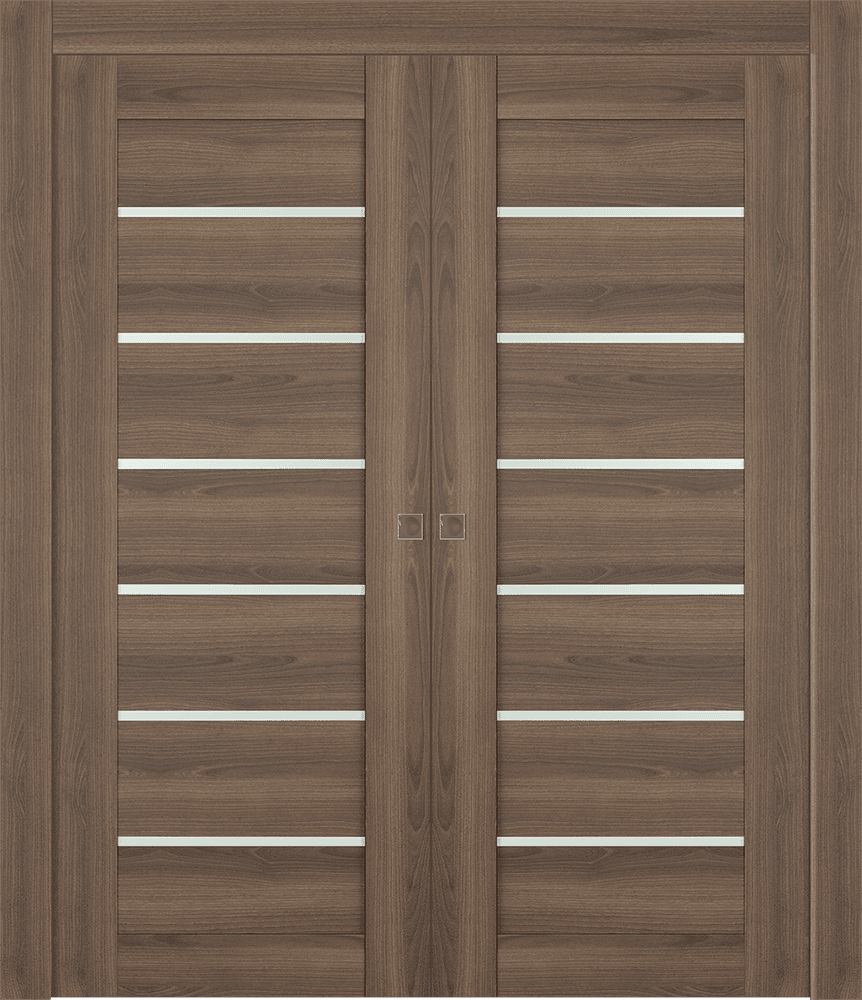 AVON 07-02 VETRO PECAN NUTWOOD DOUBLE POCKET DOORS BELLDINNI MODERN INTERIOR DOOR - 1