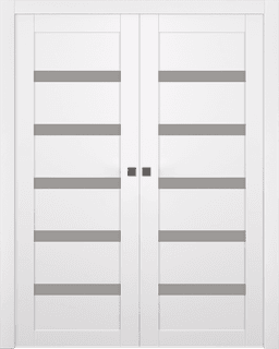 LEORA VETRO SNOW WHITE DOUBLE POCKET BELLDINNI MODERN INTERIOR DOOR - 1