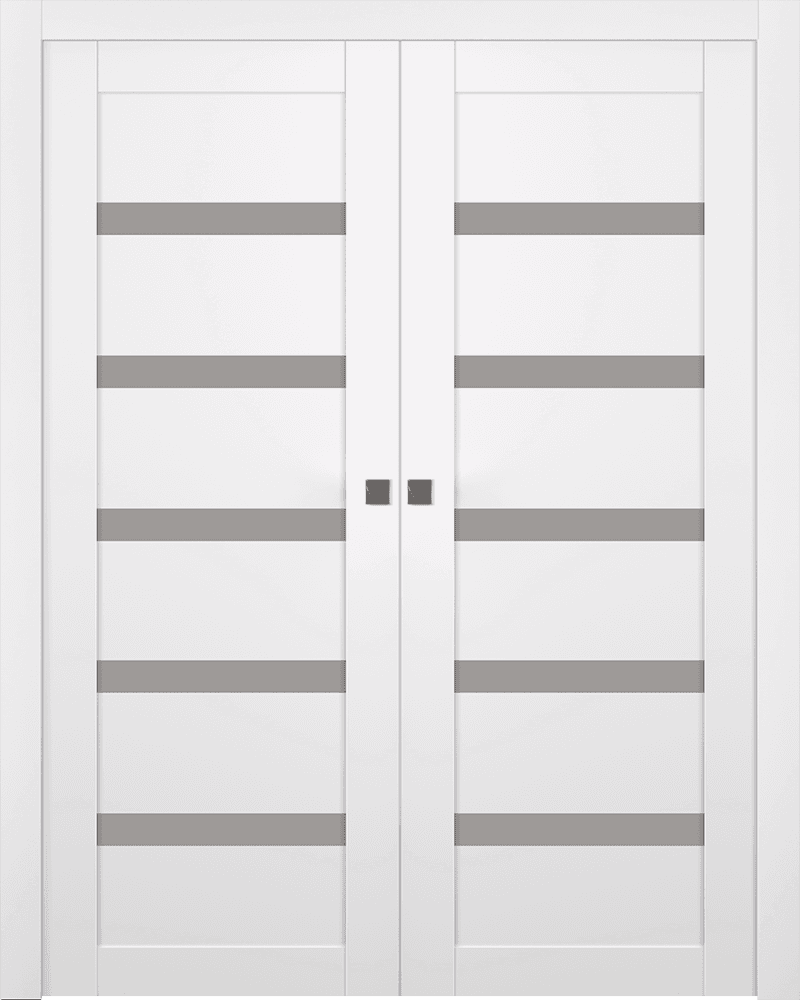 LEORA VETRO SNOW WHITE DOUBLE POCKET BELLDINNI MODERN INTERIOR DOOR - 1