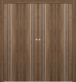 OPTIMA 2V PECAN NUTWOOD DOUBLE BI-FOLD DOORS BELLDINNI MODERN INTERIOR DOOR - 1