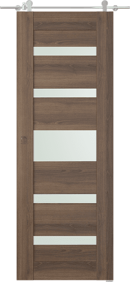 AVON 07-05 VETRO PECAN NUTWOOD DOUBLE BARN DOORS BELLDINNI MODERN INTERIOR DOOR - 1