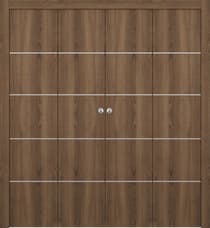 OPTIMA 4H PECAN NUTWOOD DOUBLE BI-FOLD DOORS BELLDINNI MODERN INTERIOR DOOR - 1