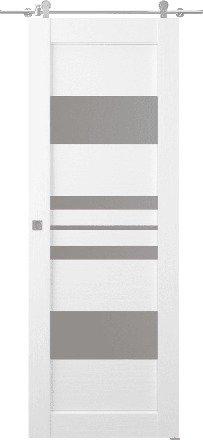 ROMI VETRO BIANCO NOBLE DOUBLE BARN BELLDINNI MODERN INTERIOR DOOR - 1