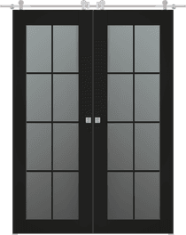 AVON 8 LITE VETRO BLACK MATTE DOUBLE BARN BELLDINNI MODERN INTERIOR DOOR - 1