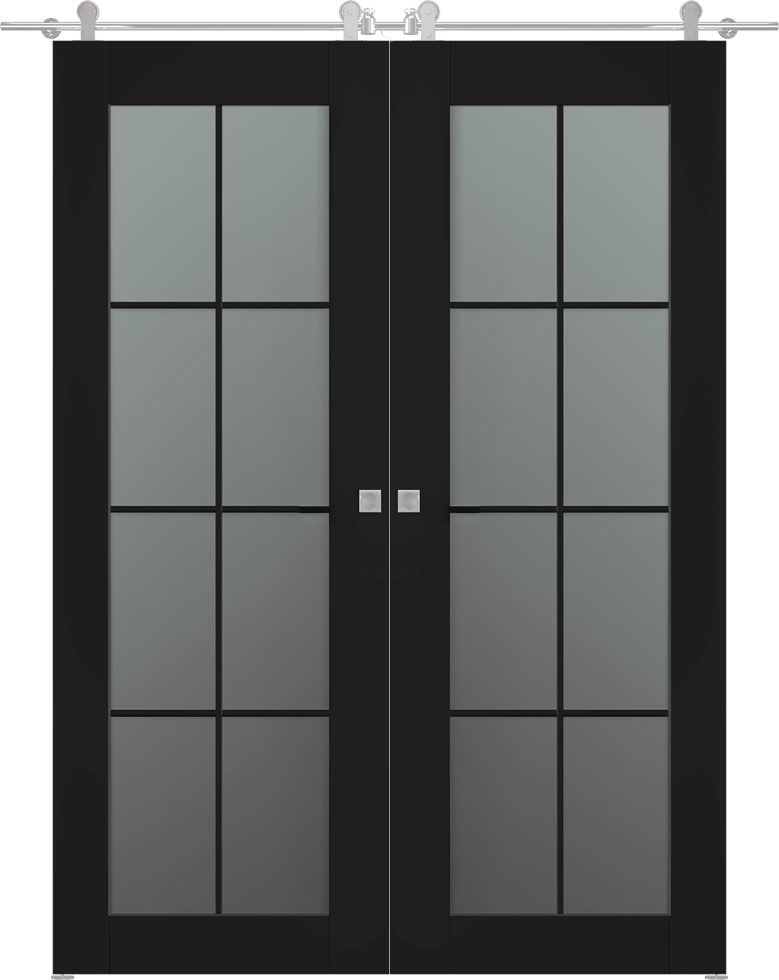 AVON 8 LITE VETRO BLACK MATTE DOUBLE BARN BELLDINNI MODERN INTERIOR DOOR - 1