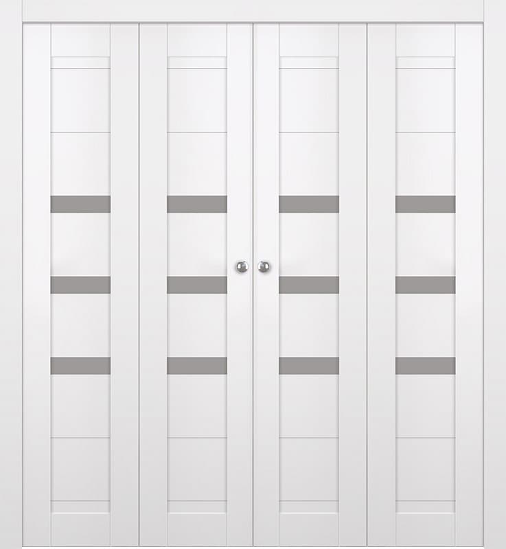 DORA VETRO SNOW WHITE DOUBLE BI-FOLD BELLDINNI MODERN INTERIOR DOOR - 1