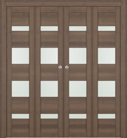 AVON 07-01 VETRO PECAN NUTWOOD DOUBLE BI-FOLD DOORS BELLDINNI MODERN INTERIOR DOOR - 1