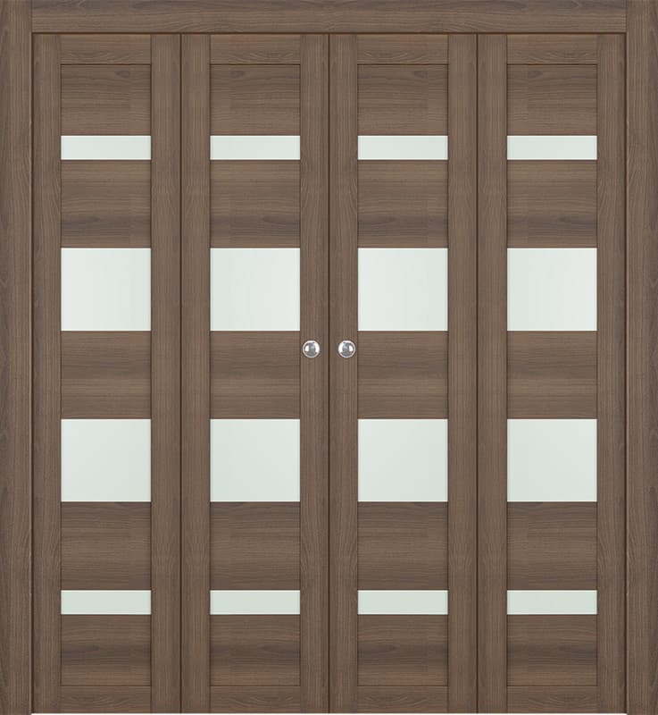 AVON 07-01 VETRO PECAN NUTWOOD DOUBLE BI-FOLD DOORS BELLDINNI MODERN INTERIOR DOOR - 1