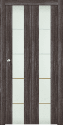 PALLADIO 202 4H GOLD STRIPS VETRO GRAY OAK BI-FOLD DOORS BELLDINNI MODERN INTERIOR DOOR - 1