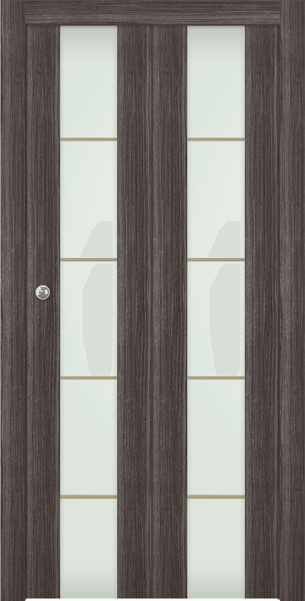 PALLADIO 202 4H GOLD STRIPS VETRO GRAY OAK BI-FOLD DOORS BELLDINNI MODERN INTERIOR DOOR - 1