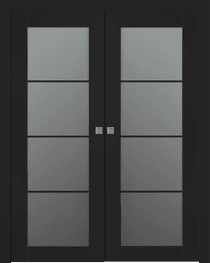 AVON 4 LITE VETRO BLACK MATTE DOUBLE POCKET BELLDINNI MODERN INTERIOR DOOR - 1