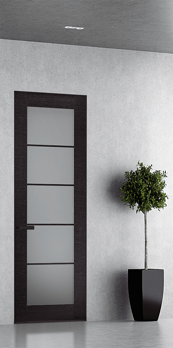 AVANTI 5 LITE VETRO BLACK APRICOT INVISIBLE METAL FRAME BELLDINNI MODERN INTERIOR DOOR