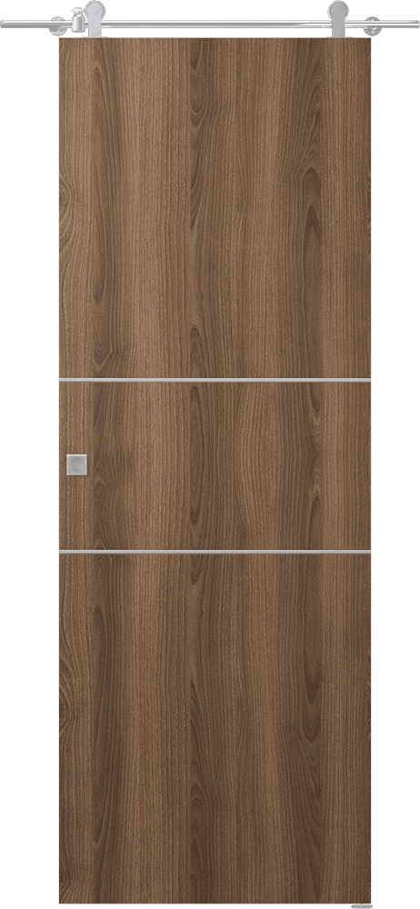 OPTIMA 2H PECAN NUTWOOD BARN DOORS BELLDINNI MODERN INTERIOR DOOR - 1
