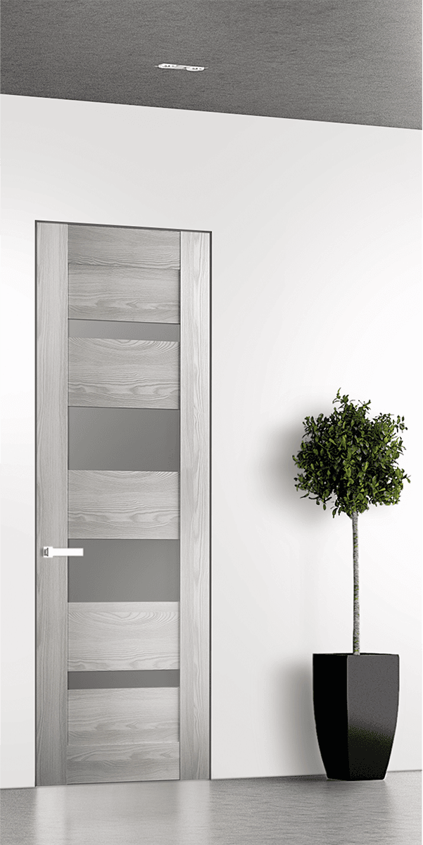 AVON 07-01 VETRO RIBEIRA ASH DOUBLE INVISIBLE METAL FRAME BELLDINNI MODERN INTERIOR DOOR - 1