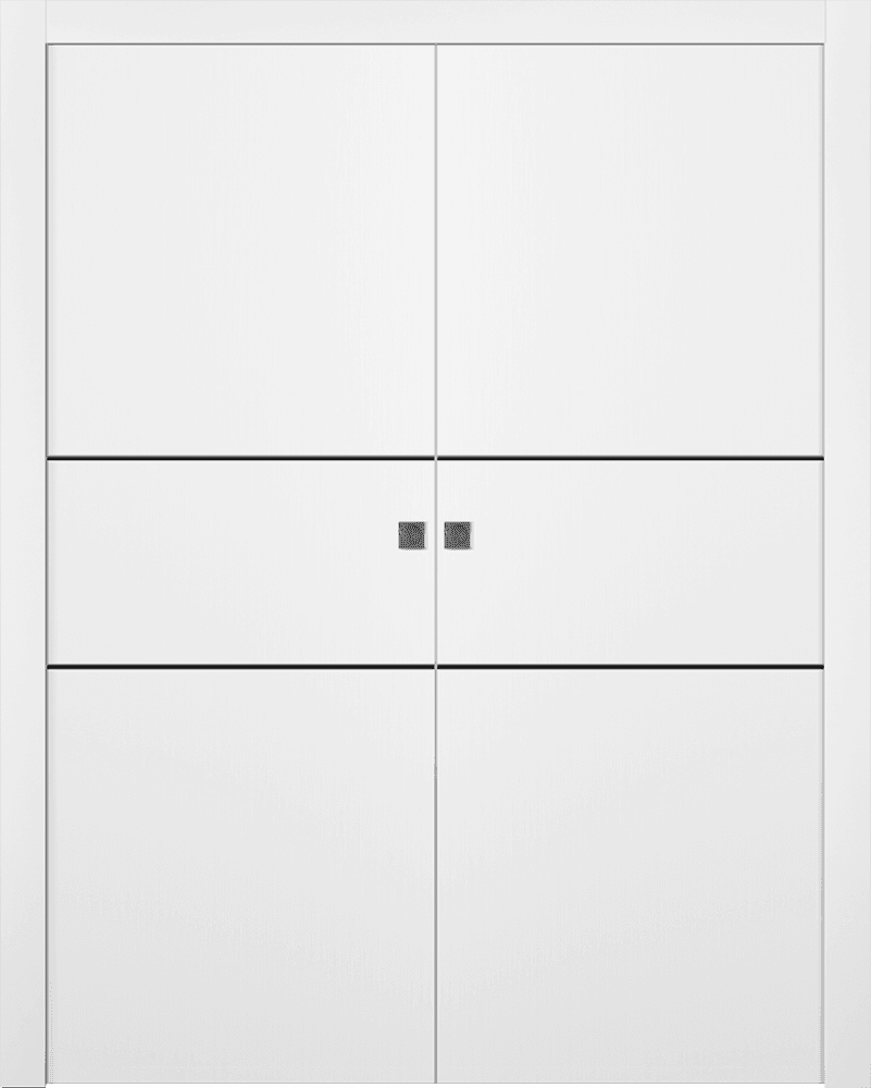 OPTIMA 2H BLACK SNOW WHITE DOUBLE POCKET DOORS BELLDINNI MODERN INTERIOR DOOR - 1