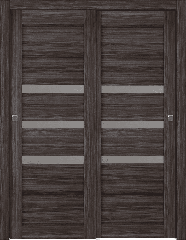 RITA VETRO GRAY OAK BYPASS BELLDINNI MODERN INTERIOR DOOR - 1