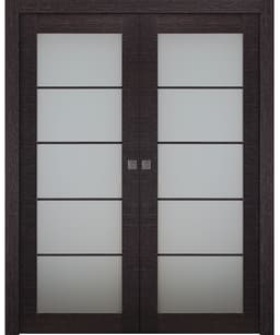AVANTI 5 LITE VETRO BLACK APRICOT DOUBLE POCKET BELLDINNI MODERN INTERIOR DOOR - 1