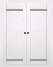 PERLA VETRO SNOW WHITE DOUBLE POCKET BELLDINNI MODERN INTERIOR DOOR - 1