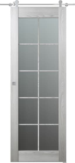 AVON 10 LITE VETRO RIBEIRA ASH DOUBLE BARN BELLDINNI MODERN INTERIOR DOOR - 1