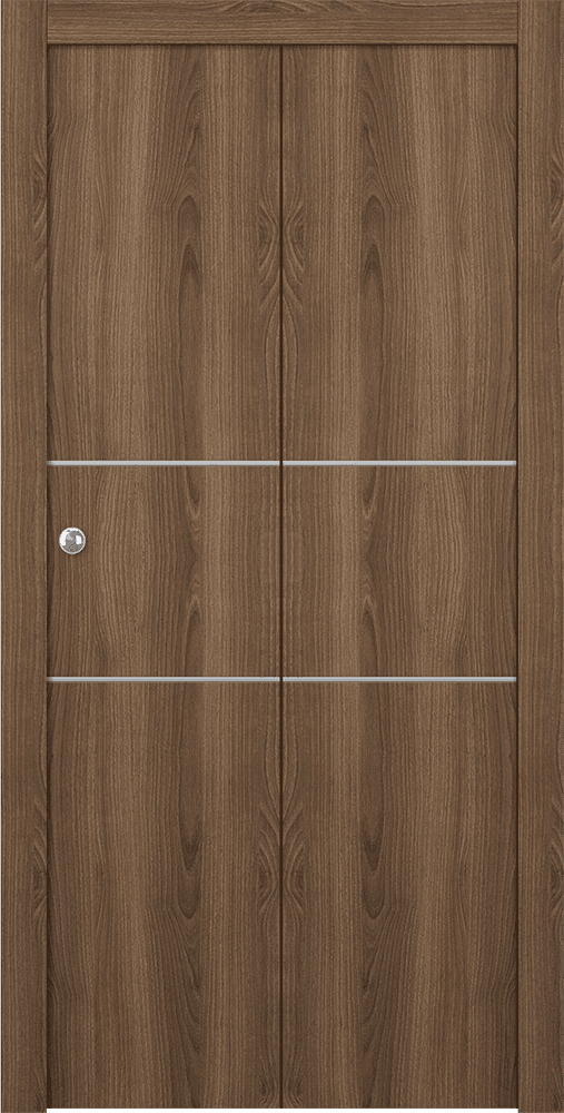 OPTIMA 2H PECAN NUTWOOD BI-FOLD DOORS BELLDINNI MODERN INTERIOR DOOR - 1