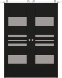 ROMI VETRO BLACK MATTE DOUBLE BARN BELLDINNI MODERN INTERIOR DOOR - 1