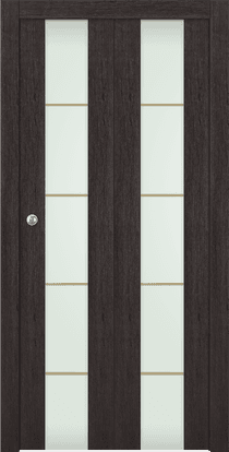 AVON 202 4H GOLD STRIPS VETRO VERALINGA OAK DOUBLE BI-FOLD DOORS BELLDINNI MODERN INTERIOR DOOR - 1