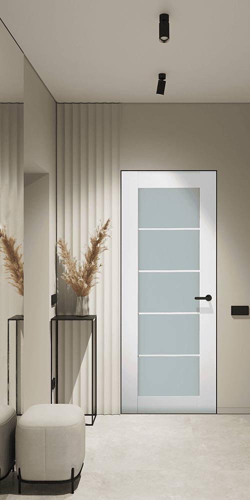 SMART PRO 5 LITE VETRO POLAR WHITE DOUBLE INVISIBLE METAL FRAME BELLDINNI MODERN INTERIOR DOOR - 2