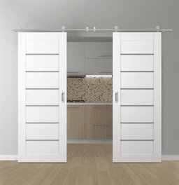 ALBA SNOW WHITE DOUBLE BARN BELLDINNI MODERN INTERIOR DOOR - 1