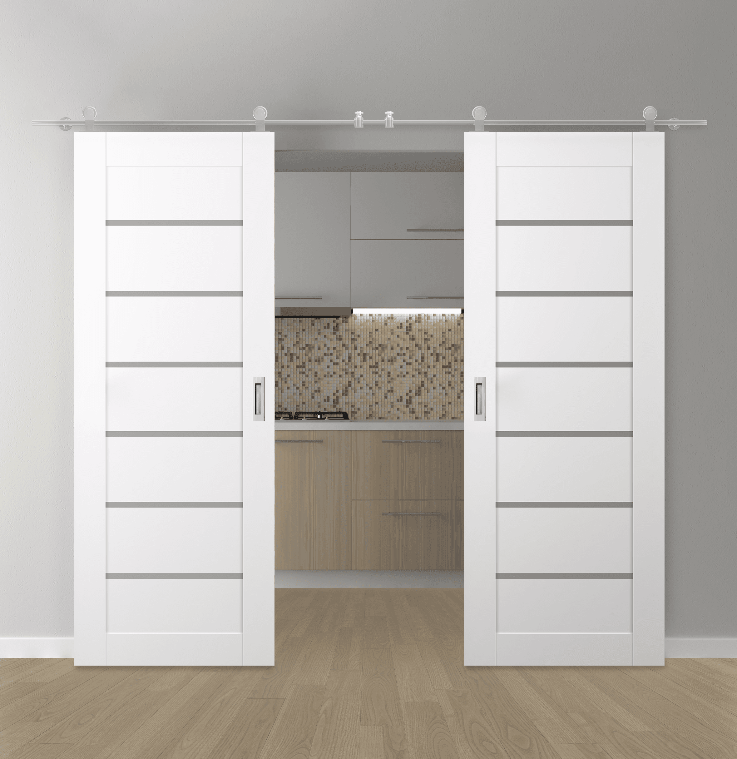 ALBA SNOW WHITE DOUBLE BARN BELLDINNI MODERN INTERIOR DOOR - 1