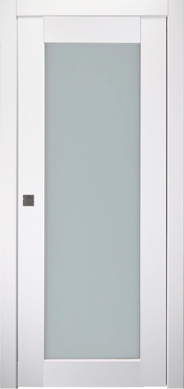 SMART PRO 207 VETRO POLAR WHITE POCKET BELLDINNI MODERN INTERIOR DOOR