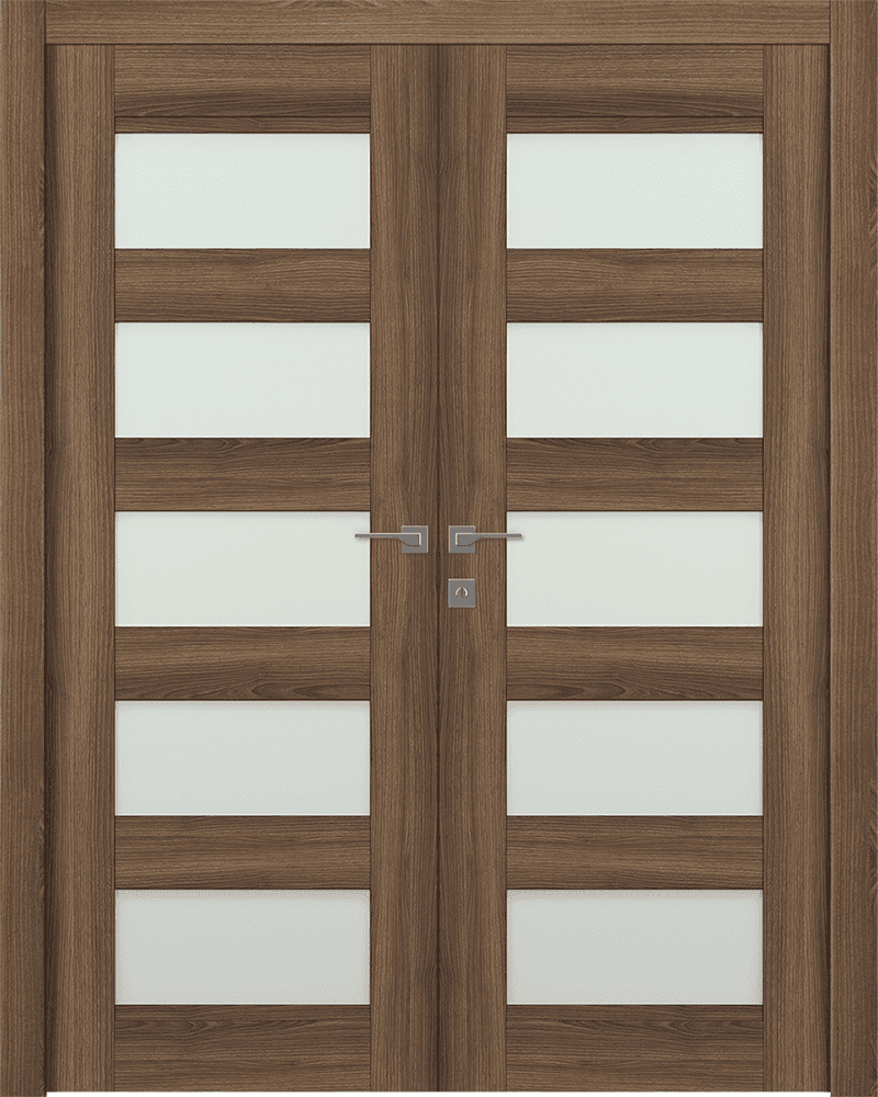 AVON 07-07 VETRO PECAN NUTWOOD DOUBLE DOORS BELLDINNI MODERN INTERIOR DOOR - 1