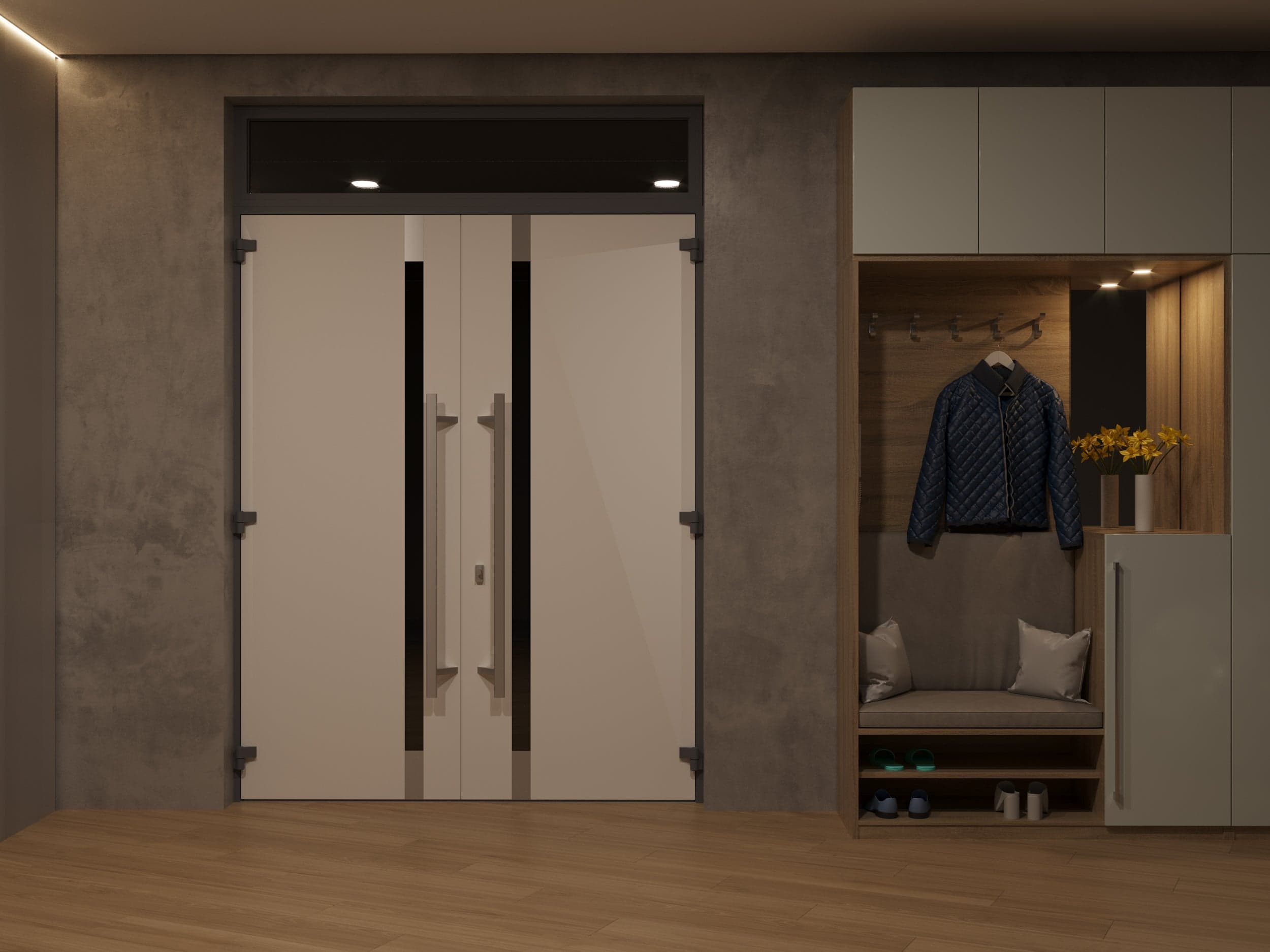 Double metal-aluminum modern exterior door Ronex 1011 8ft - 9