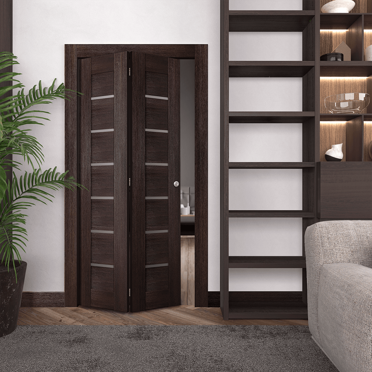 AVON 07-02 VETRO VERALINGA OAK DOUBLE BI-FOLD BELLDINNI MODERN INTERIOR DOOR - 2