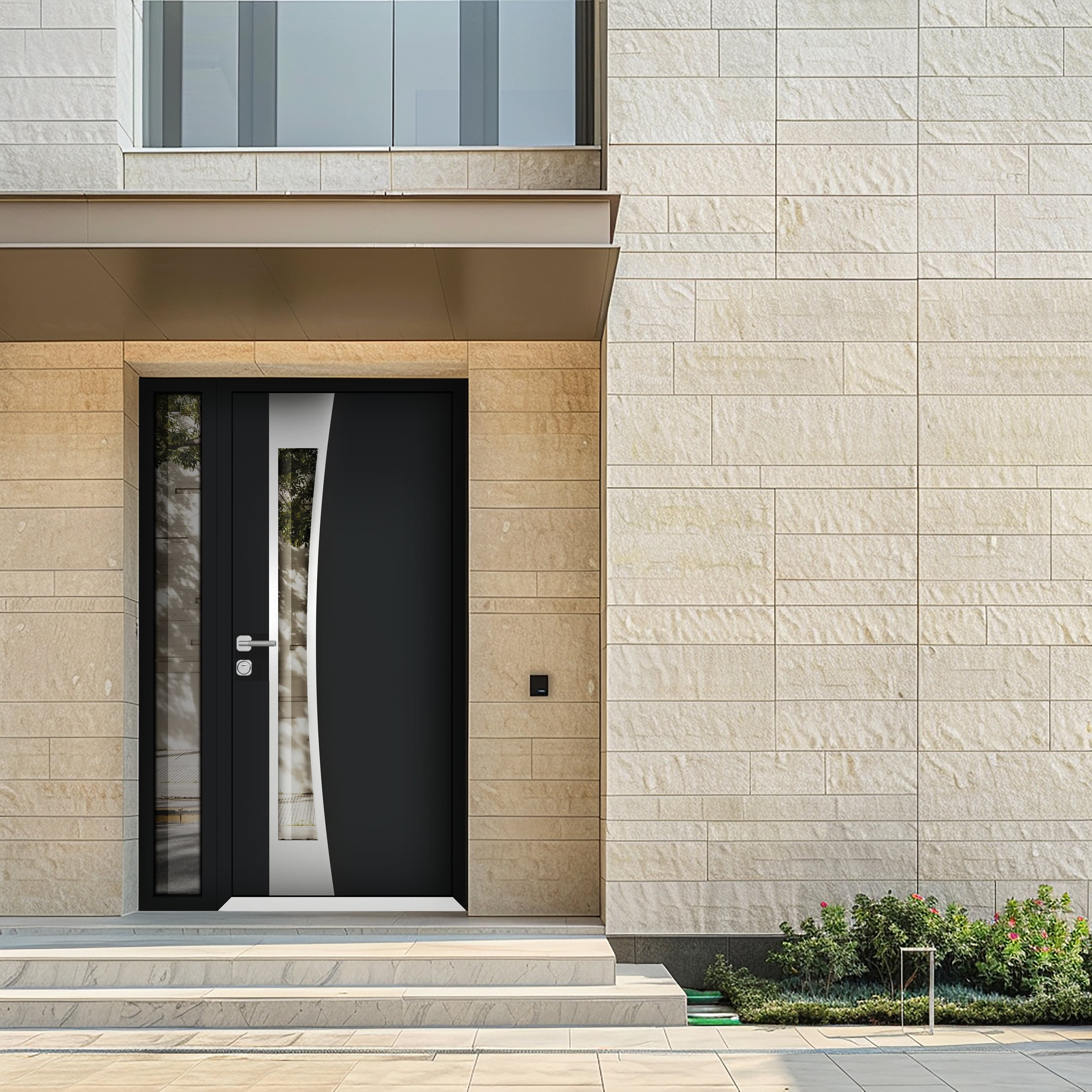 Single metal-aluminum modern exterior door Cynex 6116 - 9