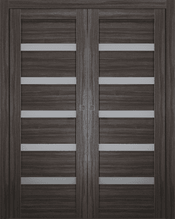 LEORA VETRO GRAY OAK DOUBLE POCKET BELLDINNI MODERN INTERIOR DOOR - 1