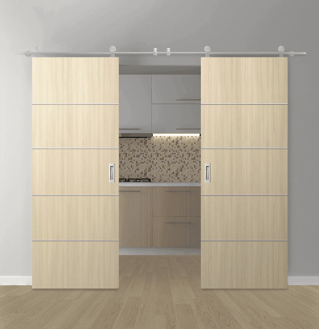 OPTIMA 4H LOIRE ASH DOUBLE BARN DOORS BELLDINNI MODERN INTERIOR DOOR - 1