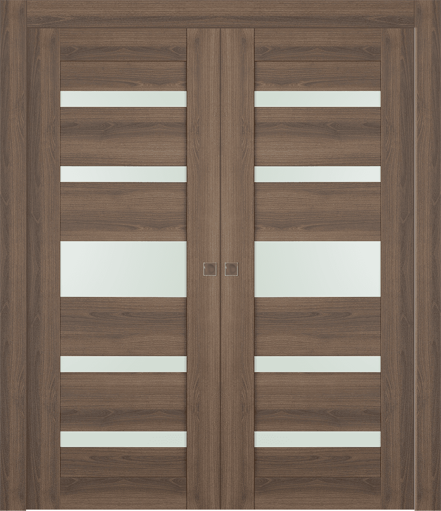 AVON 07-05 VETRO PECAN NUTWOOD DOUBLE POCKET DOORS BELLDINNI MODERN INTERIOR DOOR - 1