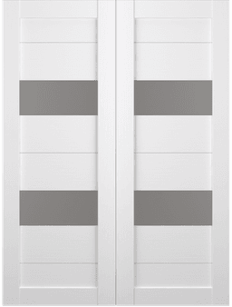 BERTA VETRO BIANCO NOBLE DOUBLE BARN BELLDINNI MODERN INTERIOR DOOR - 2