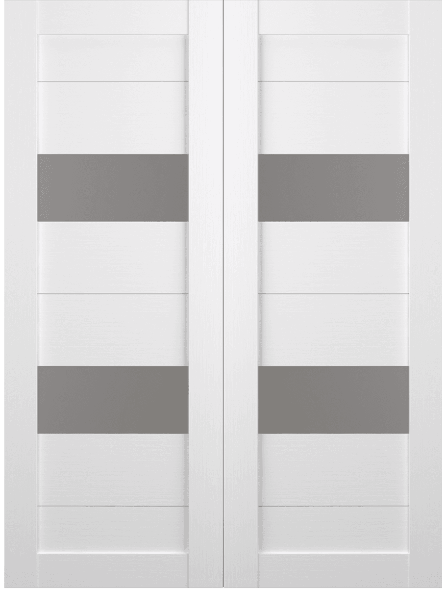 BERTA VETRO BIANCO NOBLE DOUBLE BARN BELLDINNI MODERN INTERIOR DOOR - 2